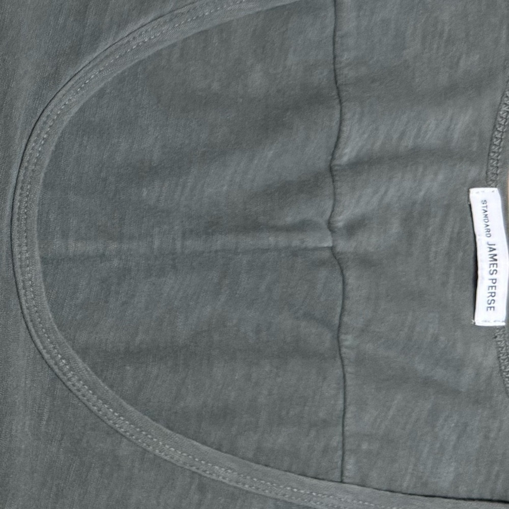 JAMES PERSE Wide Strap Ruched Dress Khaki Green-Grey  Women’s Size 1 Scoop Neck - Picture 14 of 16